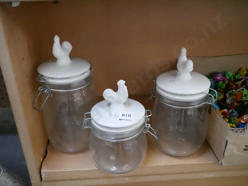 3x poultry themed storage canisters Image 1++
