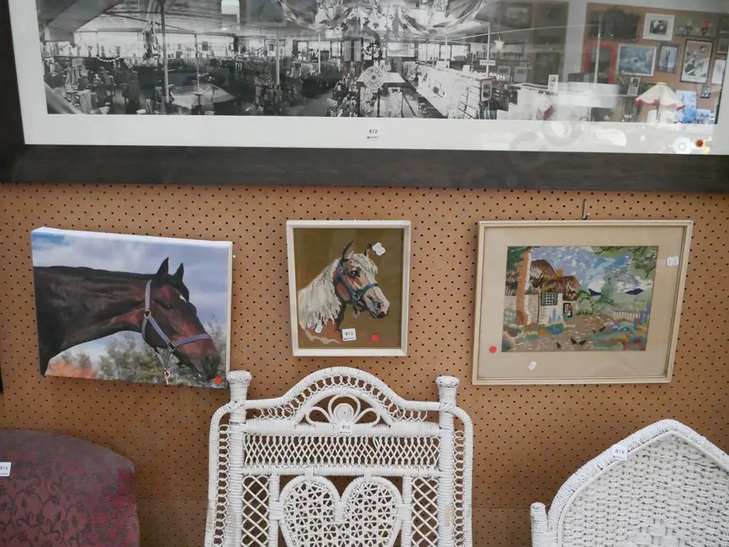framed photo print on boxed canvas, 2x needleworks - red dots Image 1++