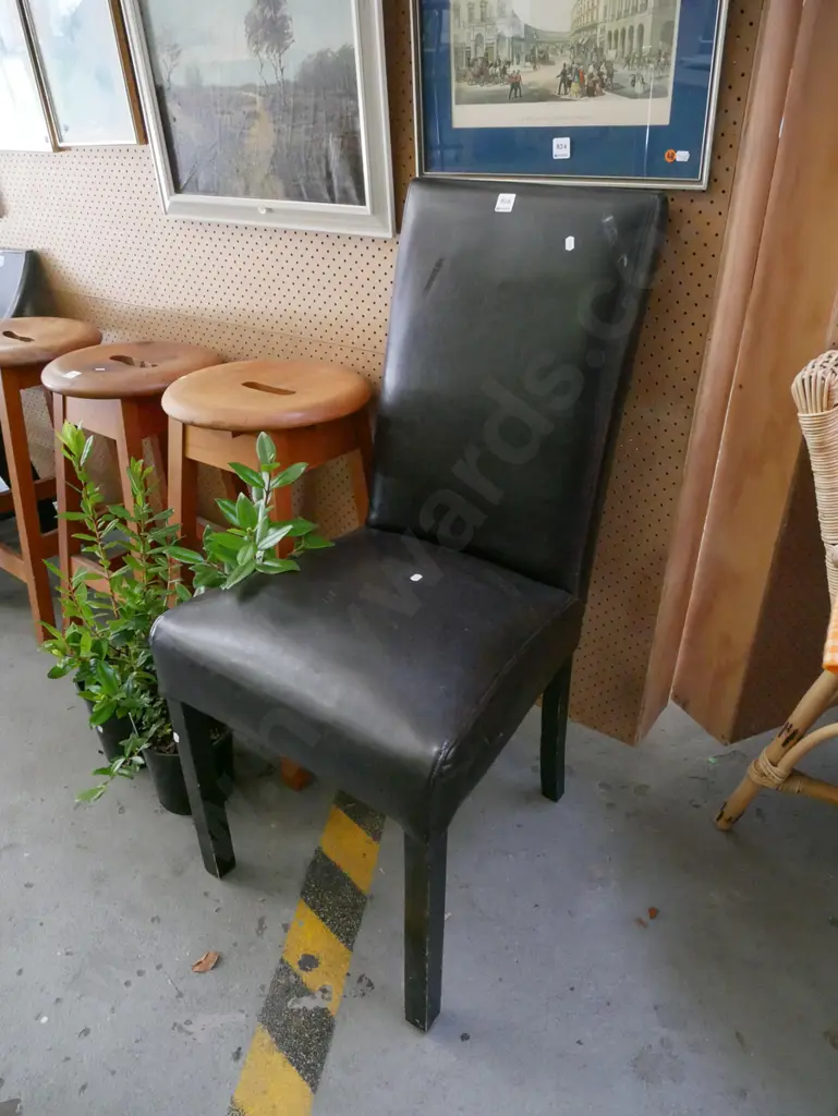 brown vinyl high back dining chair Image 1++