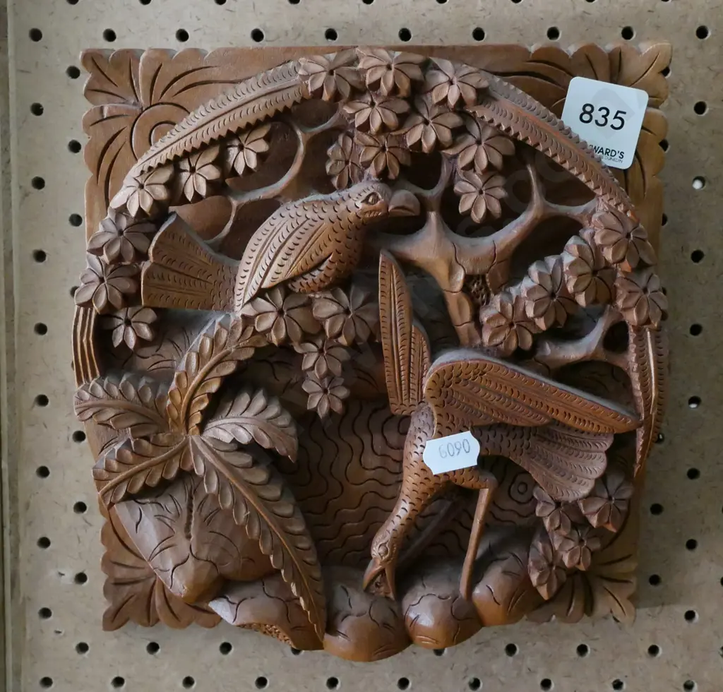 carved Indonesian wall art - birds Image 1++