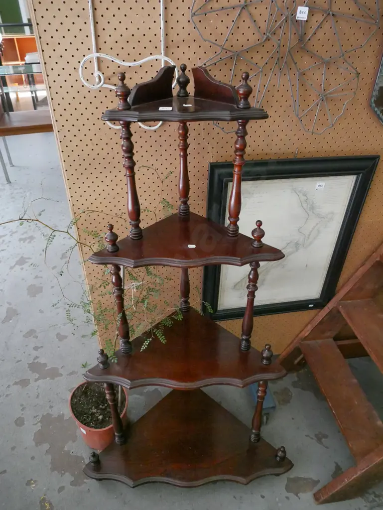 faux wood veneer 4 tier whatnot H-1200  Image 1++