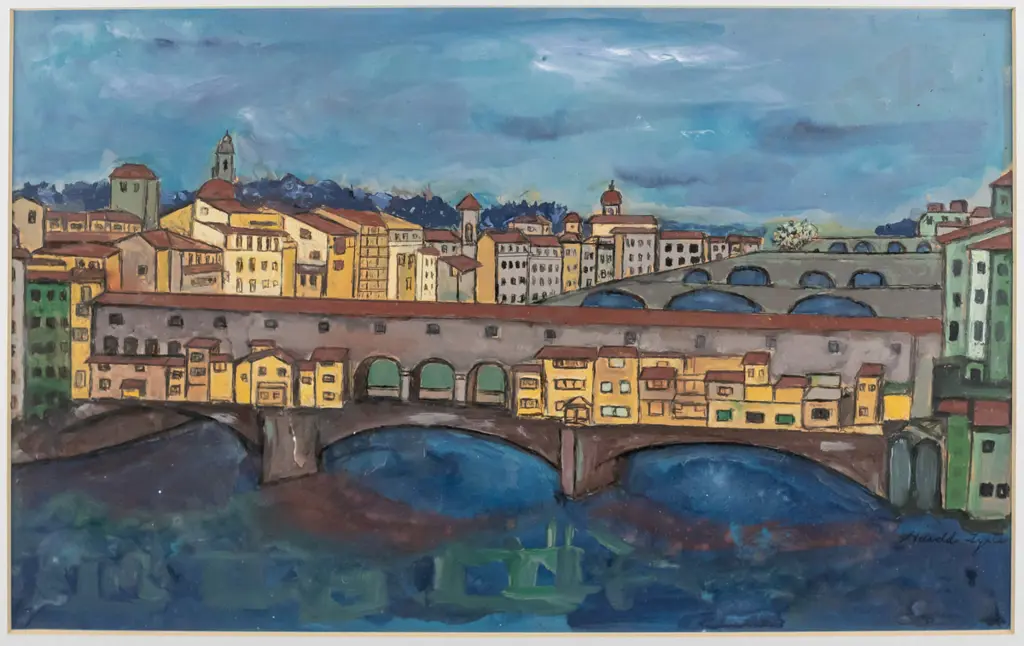 Harold Tyrie - framed acrylic "Ponte Vecchio Florence" H-230 W-360 Image 1++