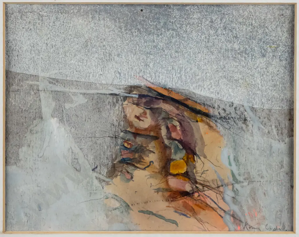 Rosie Cambell - framed watercolour - abstract H-120 W-150 (glass needs a clean) Image 1++
