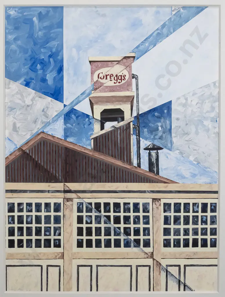 Damon Duncan '96 - framed acrylic - Gregg's building H-780 W-580 Image 1++