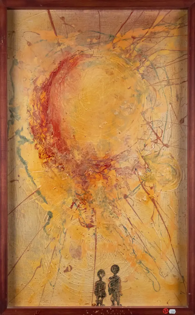 unsigned - framed oil - abstract H-760 W-460 Image 1++