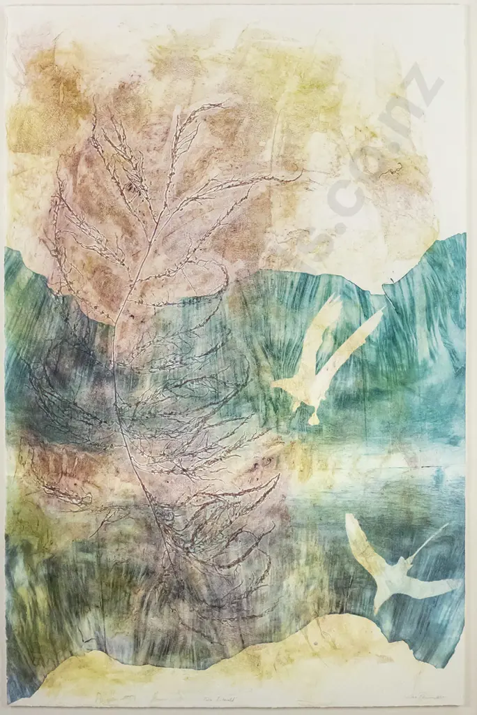 Sue Pearson 2011 - framed screenprint - birds and tree H-980 W-640 Image 1++