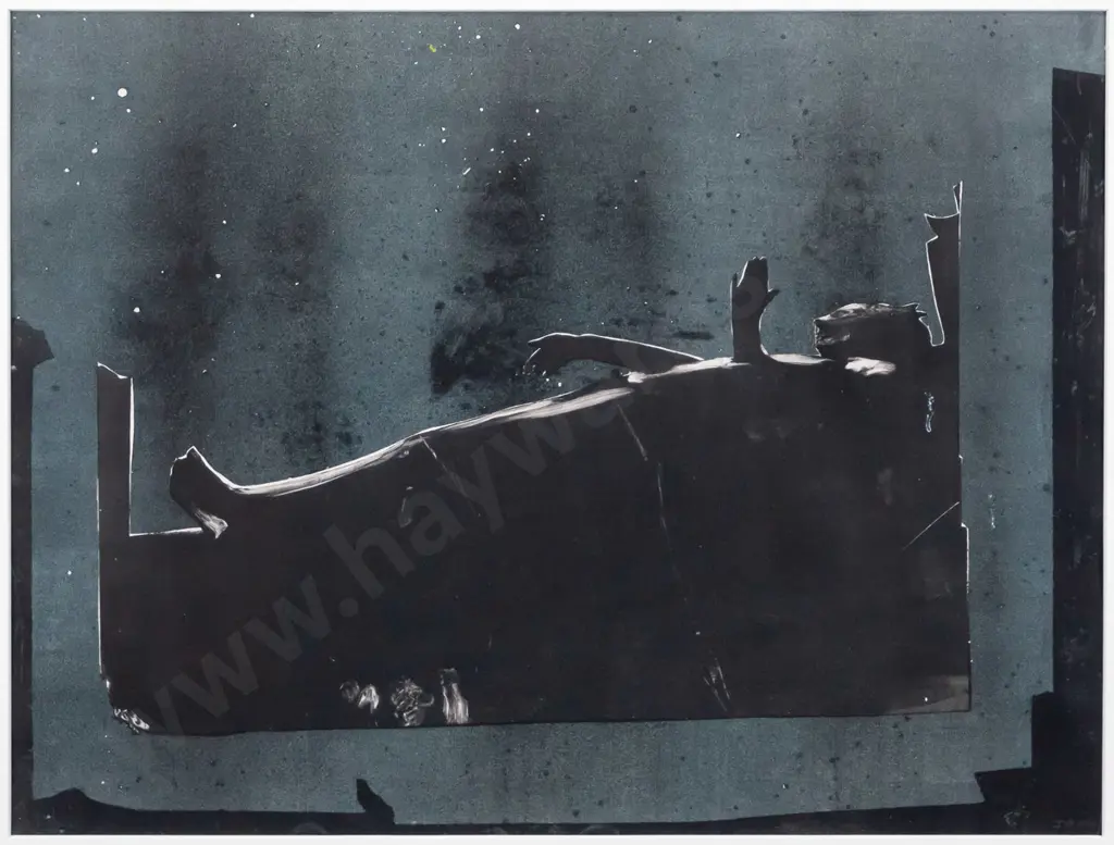 Jason Greig 2006 - framed monoprint "Deep Frozen Thought II" H-275 W-360 (paint splatters on frame) Image 1++