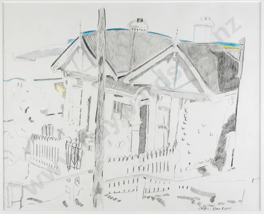 Joanna Margaret Paul - framed pencil "Steps: Elm Row" H-270 W-340 Image 1++