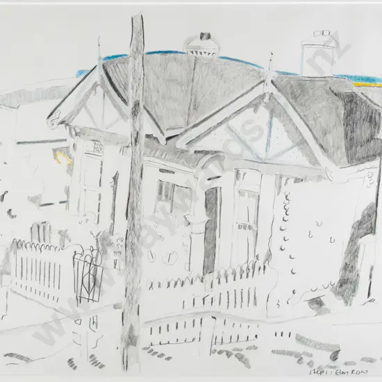 Joanna Margaret Paul - framed pencil "Steps: Elm Row" H-270 W-340