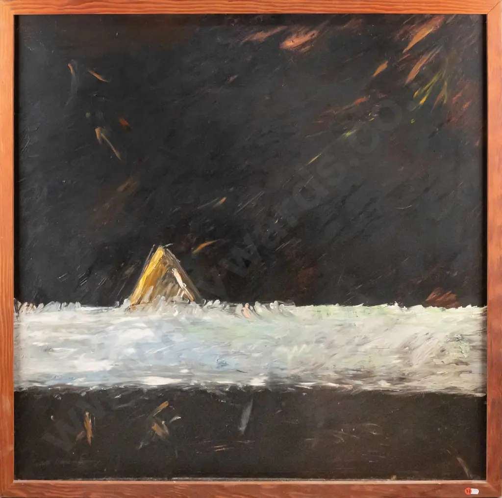 illegible signature - framed oil - abstract H-970 W-970 Image 1++