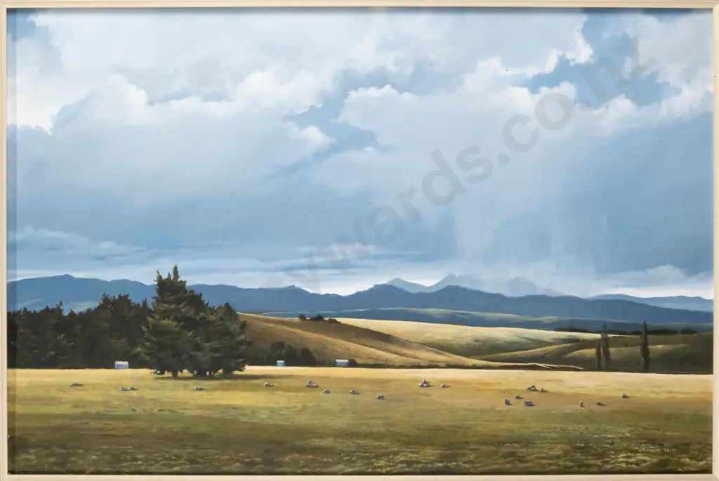 Graham Tait - framed oil "Changeable Weather Nth Otago" H-600 W-900 Image 1++