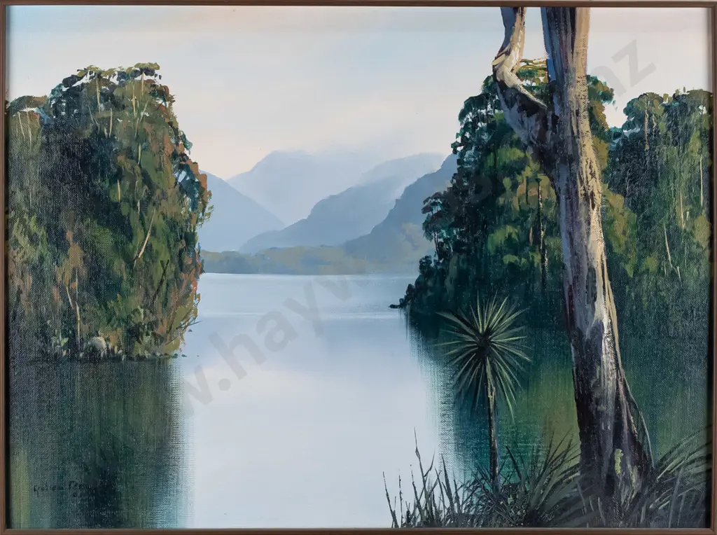 Graham Brinsley - framed oil - "Lake Moeraki, Westland"  H-440 W-600 Image 1++