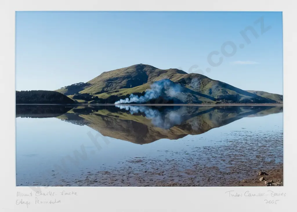 Tudor Caradoc Davies 2005 - framed photograph "Mount Charles Smoke, Otago Peninsula" H-280 W-420 Image 1++
