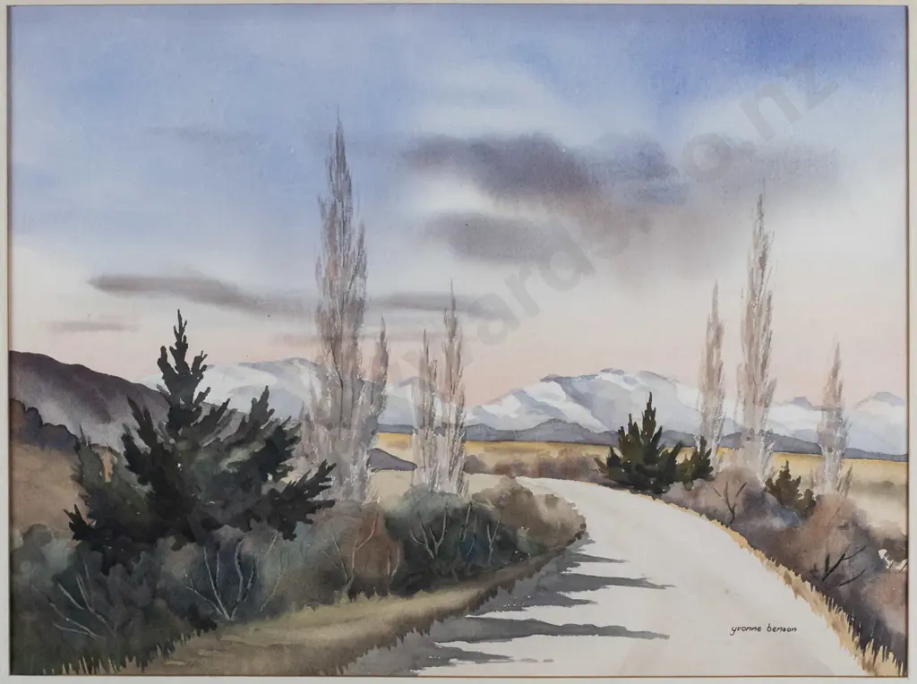Yvonne Benson - framed watercolour "Looking Towards Wanaka From Cardrona" H-295 W-395 Image 1++