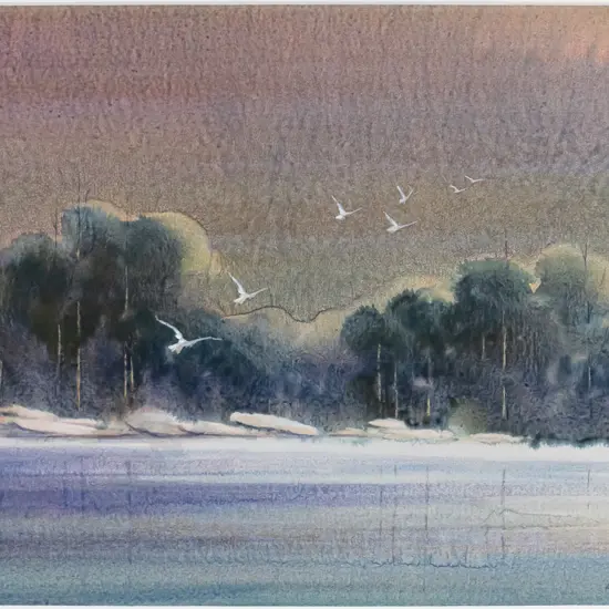 George Largent - framed watercolour "Up and Away" H-240 W-400