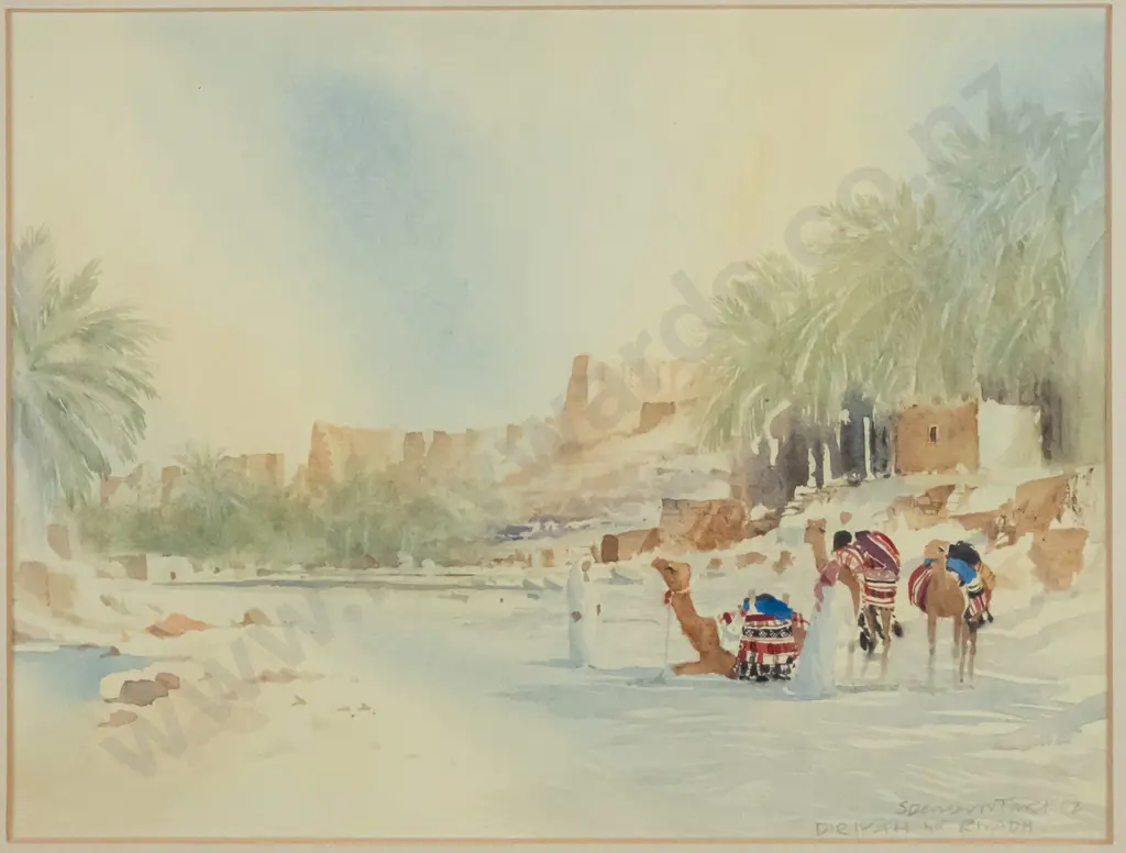 Spencer W Tart ' 02 - framed watercolour "Diriyah Riyadh" H-220 W-280 Image 1++