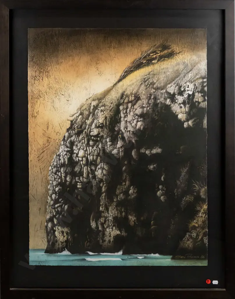 Steev Peyroux 2006 - framed mixed media "It Storms You and It Calms You - Cargill Cliffs" H-800 W-570 Image 1++