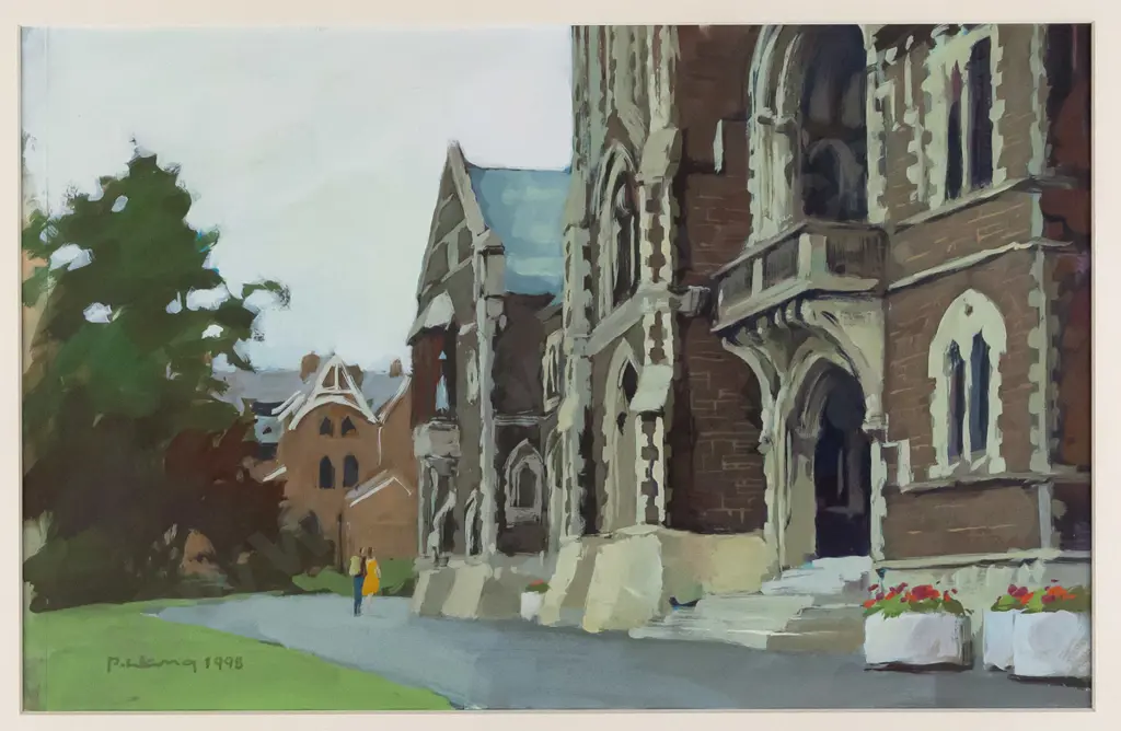 P Wang  1998 - framed watercolour - University of Otago  H-240 W-370 Image 1++