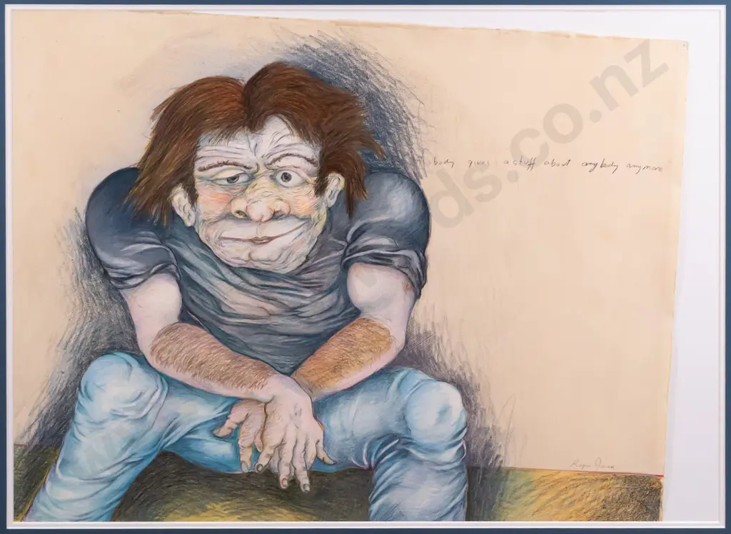 Roger Jamco - framed mixed media "nobody gives a stuff about anybody anymore" H-540 W-740 Image 1++