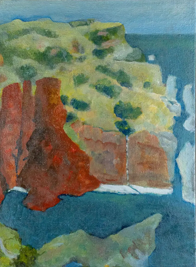 Rodney Hamel - oil on boxed hessian "Tunnel Beach 4" H-610 W-450 Image 1++