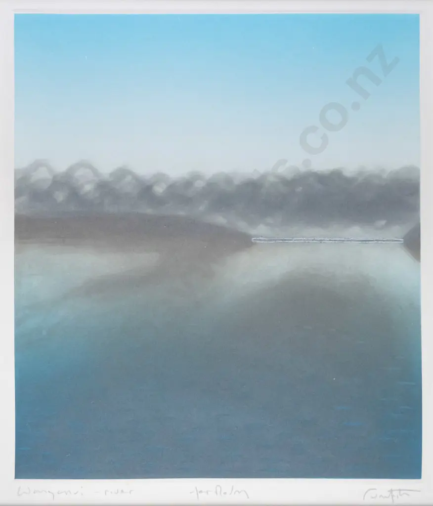 Rodney Fumpston - framed etching on paper "Wanganui river" H-270 W-230 Image 1++