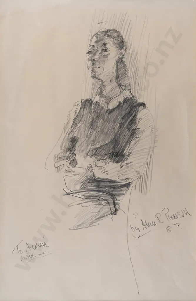 Alan Pearson, 87 - framed pencil - portrait H-430 W-280 Image 1++