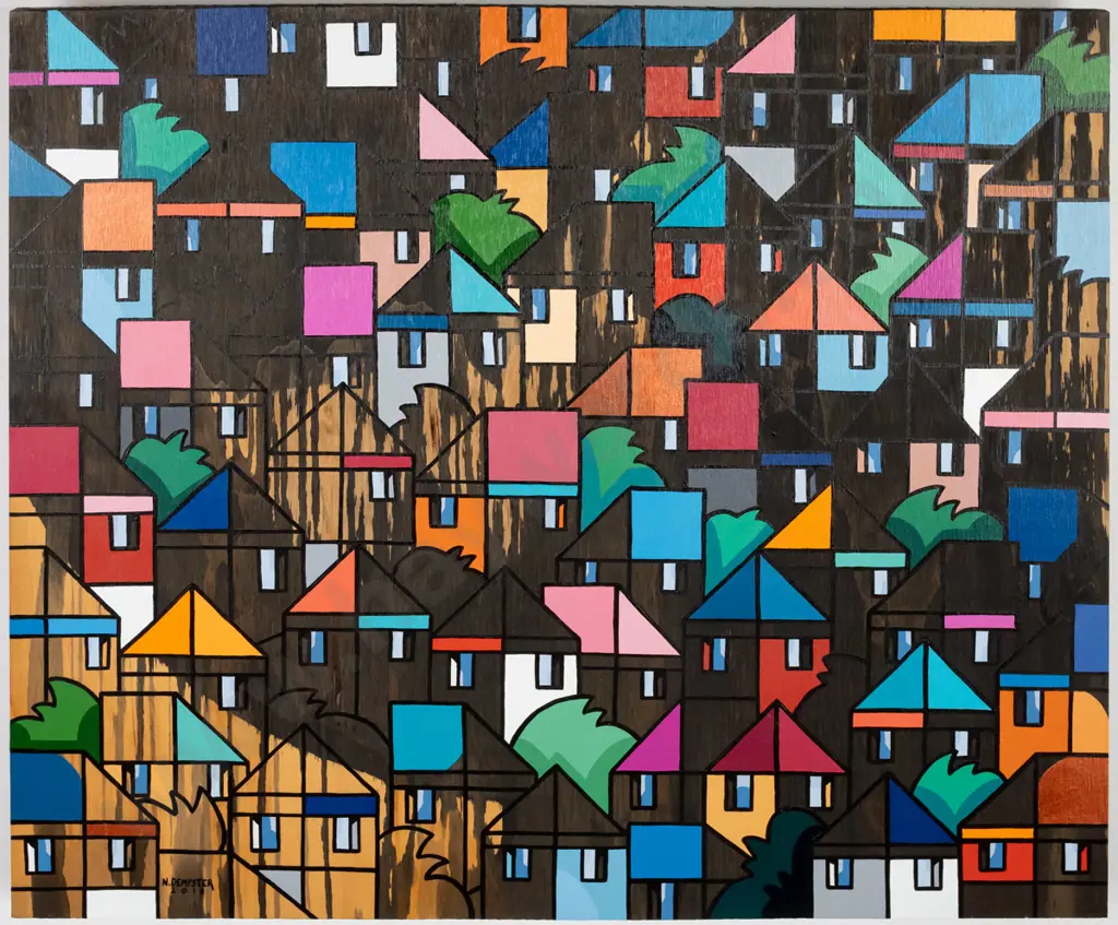 Nic Dempster 2018 -oil on board "Roughcast rainy day" H-510 W-600 Image 1++