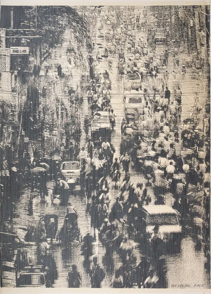 Tom Mackie 2008 - unframed print - Street Scene H-950 W-700 Image 1++