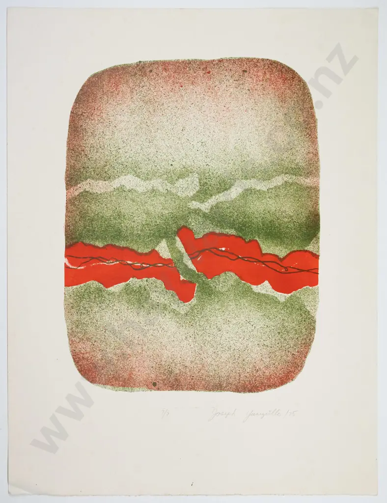 illegible signature  '75-  unframed screen print 7/7 - abstract H-450 W-350 some foxing Image 1++
