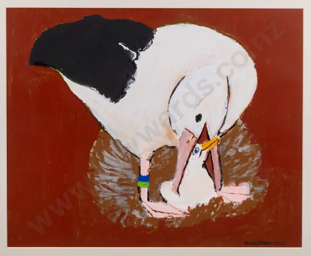 Annie Baird 1985 - framed acrylic and watercolour "Albatross At Taiaroa Head" H-470 W-570 Image 1++