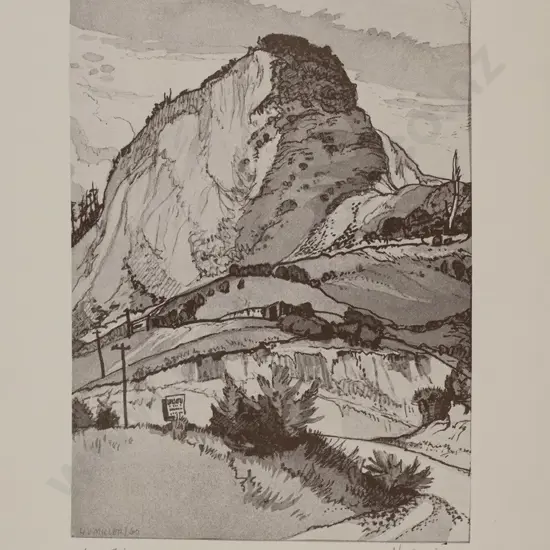 HV Miller - signed unframed print - Mount Zion H-210 W-150