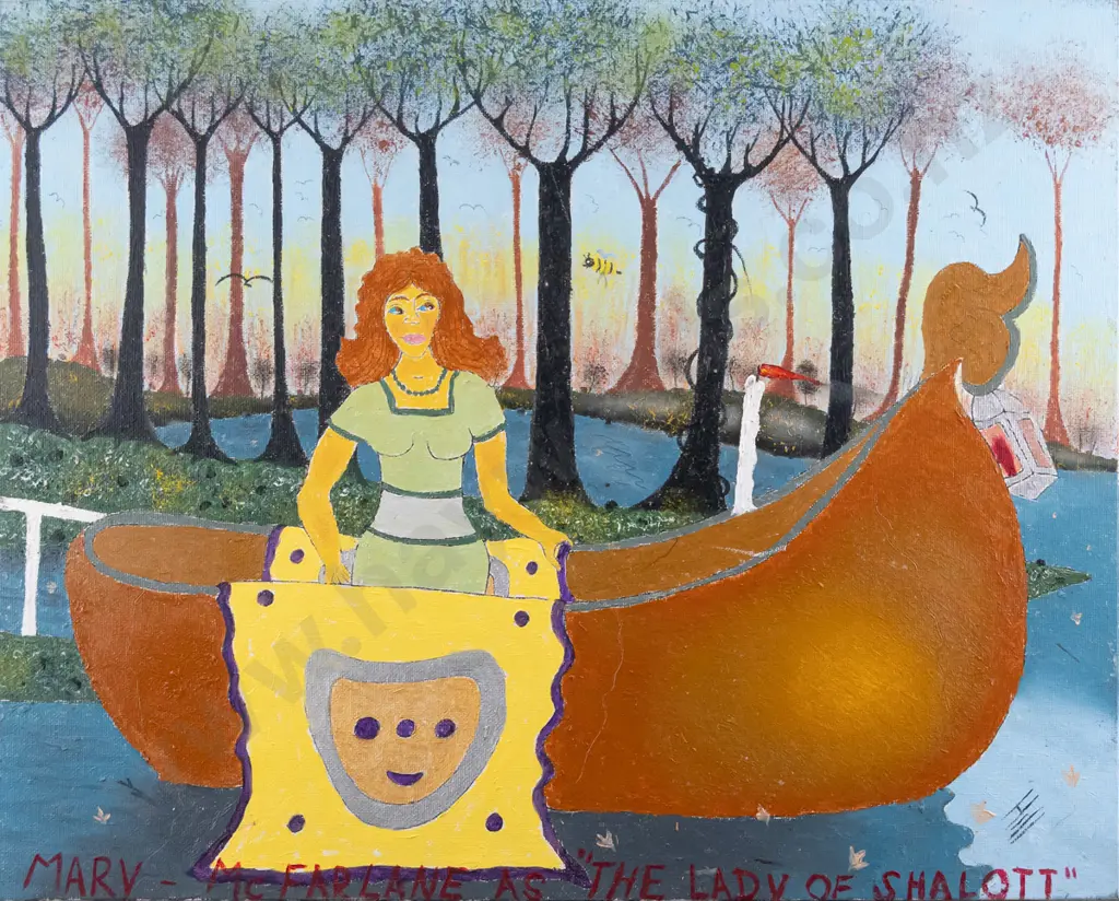 Ivan Hill - unframed oil - Mary McFarlane As 'The Lady of Shalott" H-405 W-505 Image 1++