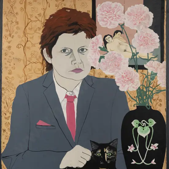 Joe L'Estrange  - framed acrylic "A carnation is a carnation is a carnation"  H-570 W-470