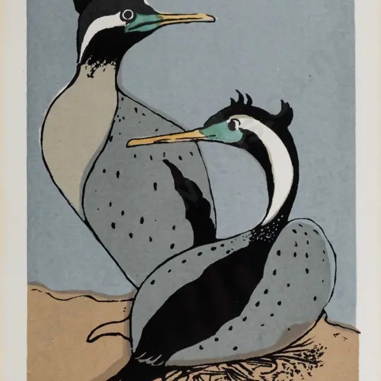 Gillian Pope - framed screen print-  spotted shags H-210 W-150