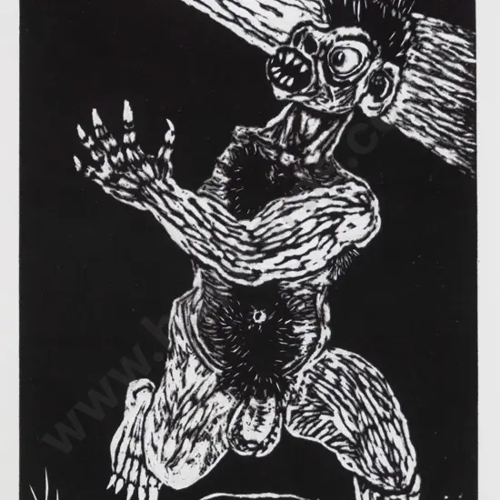 illegible signature and title  - framed etching A/P H-280 W-170