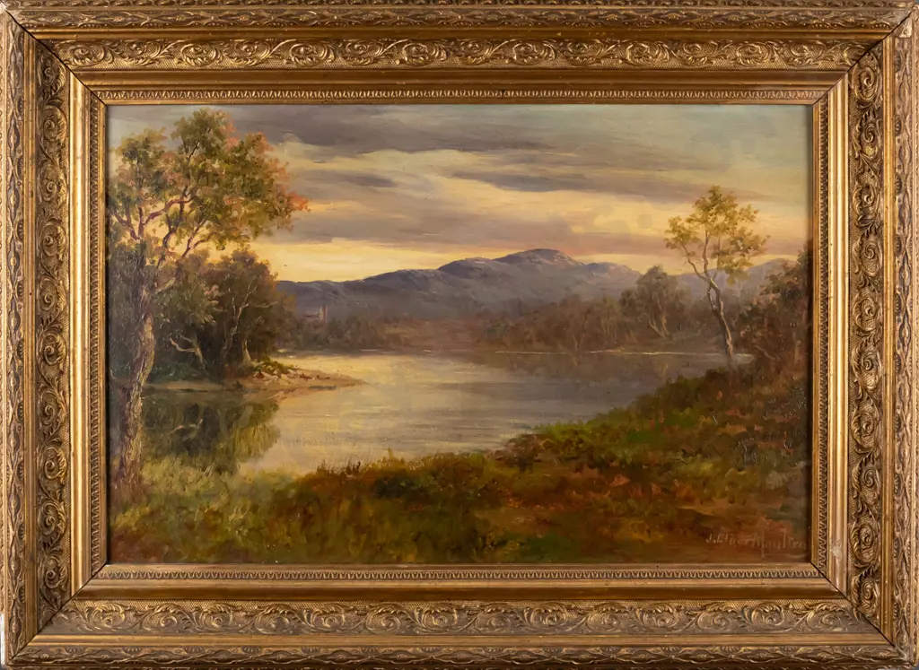 J Elder Moultray - framed oil "The Taieri River, 1 Mile Above Henley, Evening" H-300 W-450 Image 1++