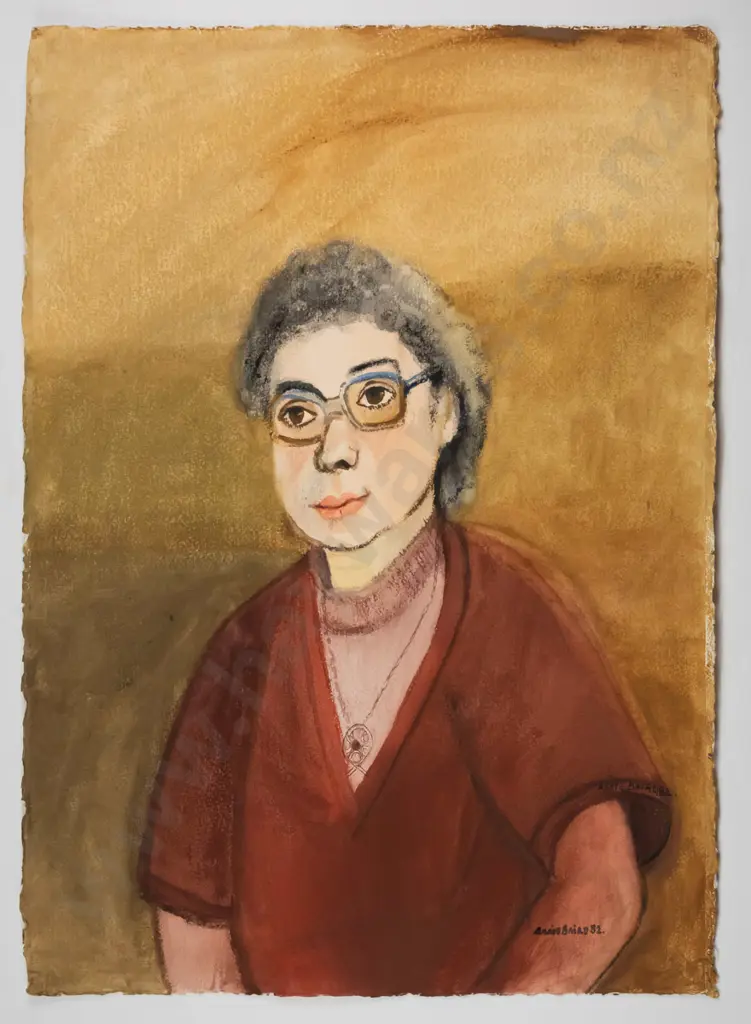 Annie Baird '82 - unframed watercolour on paper -female portrait H-760 W-570 Image 1++