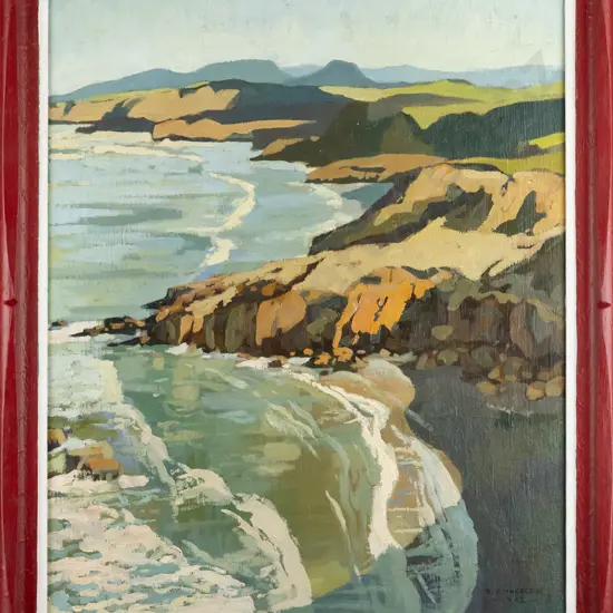 Colin Wheeler 1962 - framed oil "Otago Coastline"  H-600 W-480