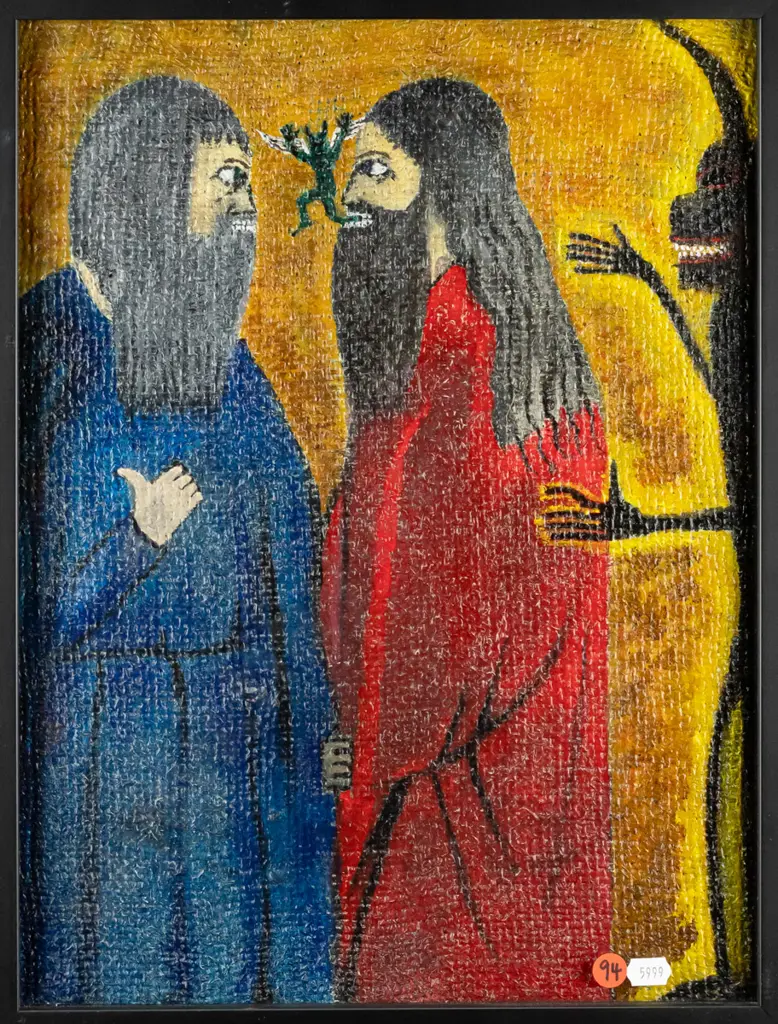 Rhys James Kelly June 2024 - framed oil "If you want to talk about Jesus" H-400 W-300 Image 1++