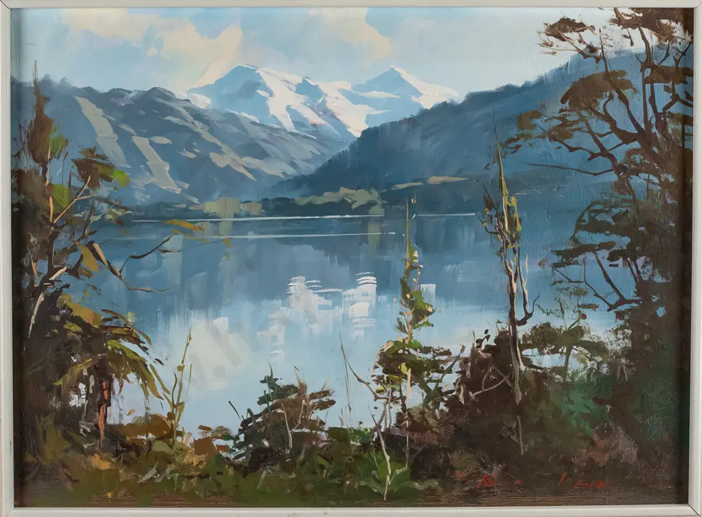 Kevyn Webb, framed oil "Lake Kaniere West Coast" H-290 W-400 Image 1++
