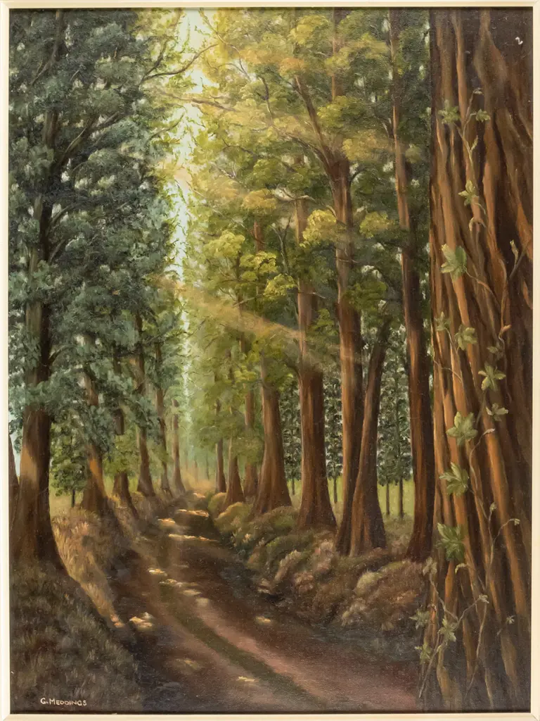 G Meddings - framed oil on board "The Avenue" H-590 W-440 Image 1++