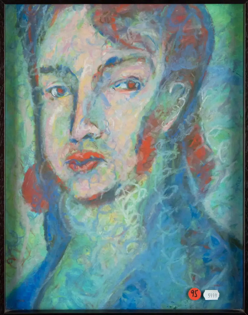 unsigned framed pastel - portrait H-340 W-260 Image 1++