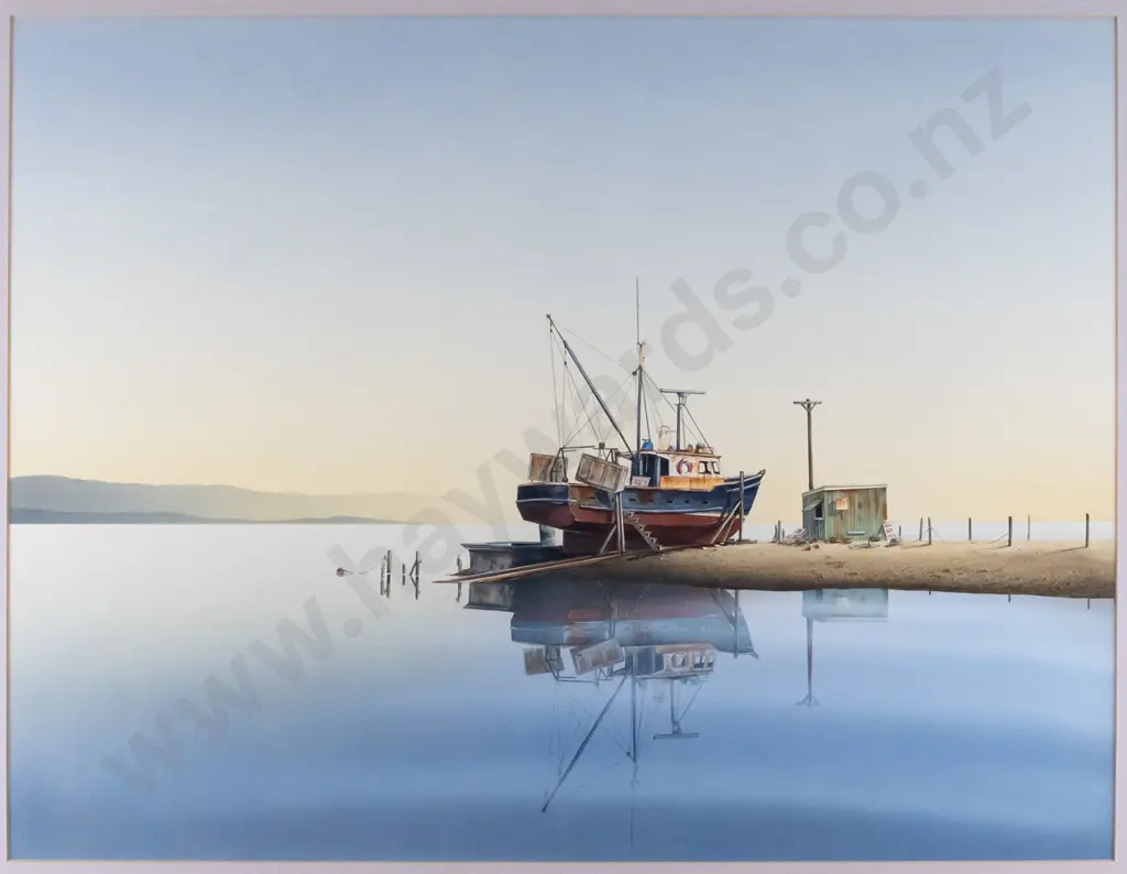 unsigned - framed watercolour - fishing boat, portage H-440 W-570 Image 1++