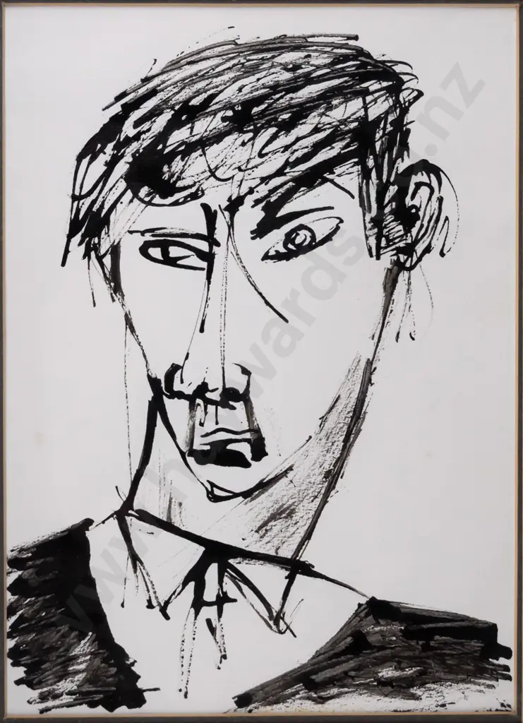 unknown artist - framed watercolour - portrait H-280 W-200 (slight foxing) Image 1++