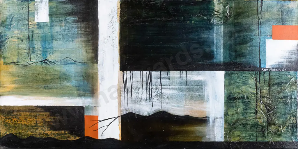 Kauia Moriarty '07 - boxed oil on canvas - abstract H-380 W-760 Image 1++
