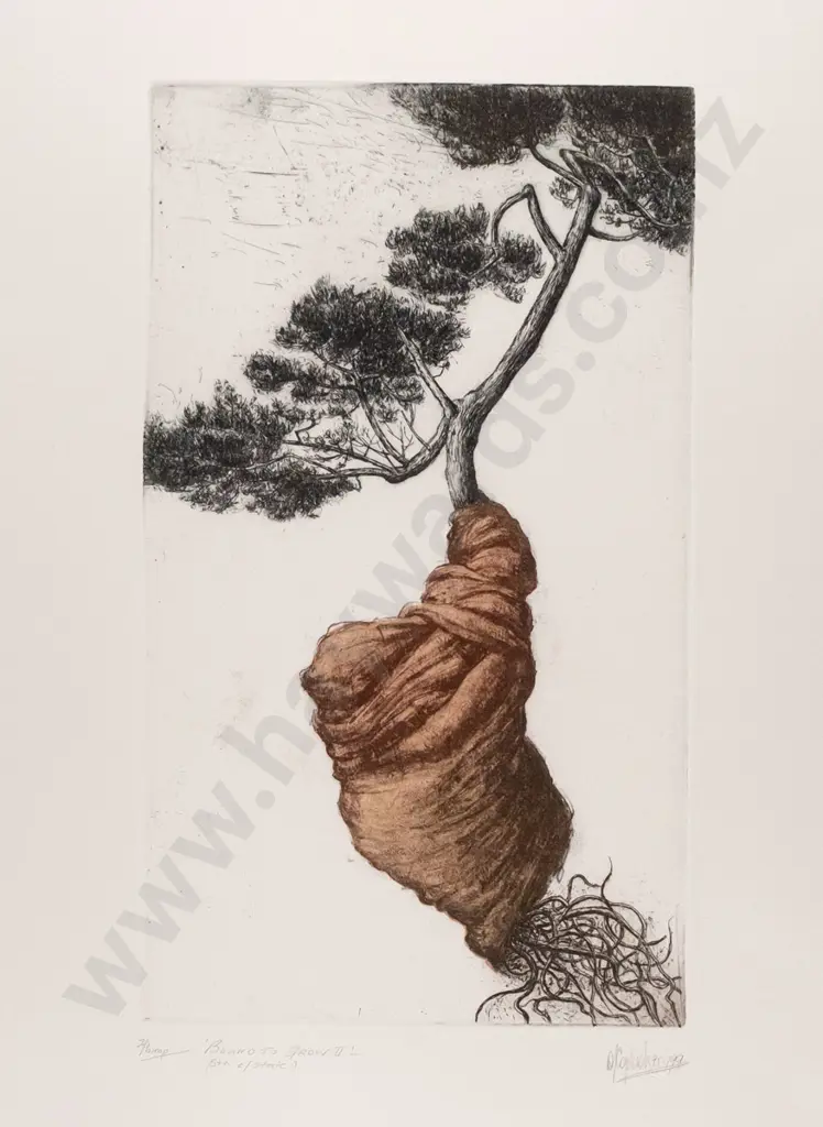 Denise (Dee) Copland '99 - framed etching "Bound To Grow II" H-310 W-180 Image 1++