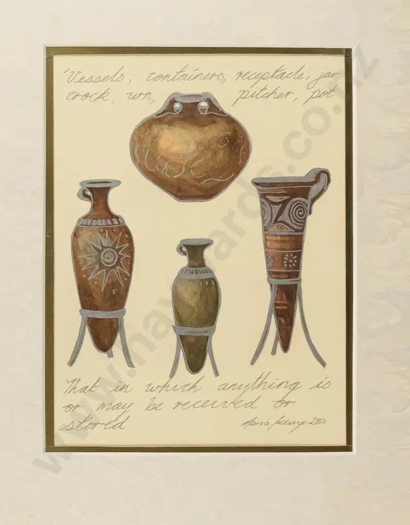 Maria Kemp 200 - framed mixed media "Vessels 1" H-180 W-130 Image 1++