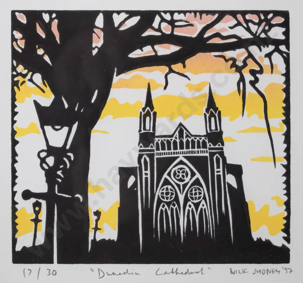 Nick Sydney '97 - framed ltd edition print 17/30 "Dunedin Cathedral H-140 W-150 Image 1++