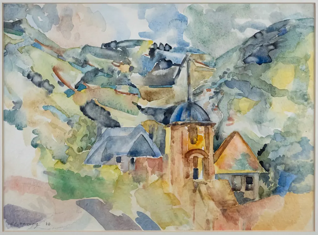 Rodney Hamel '84 -framed watercolour "Roslyn Post Office II" H-220 W-330 Image 1++