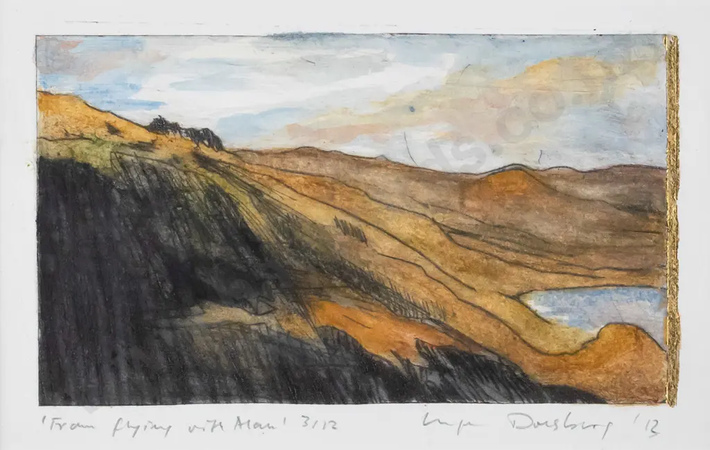 Inge Doesburg '13- framed mixed media 3/12 "from flying with Alan" H-95 W-170 Image 1++